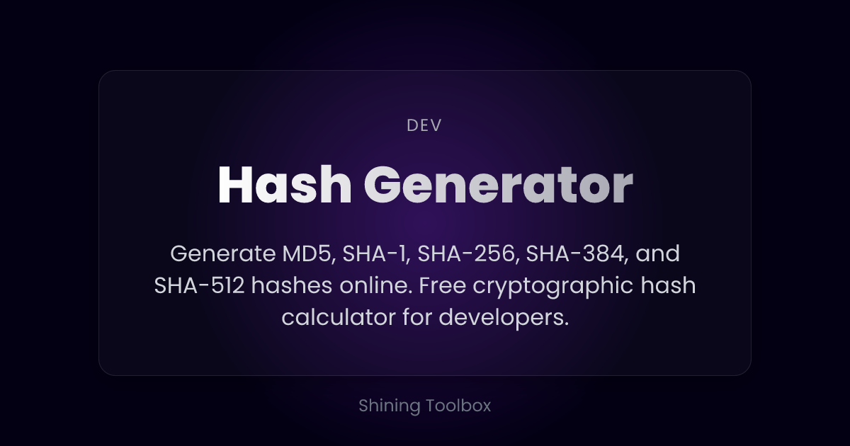 Hash Generator | Shining Toolbox