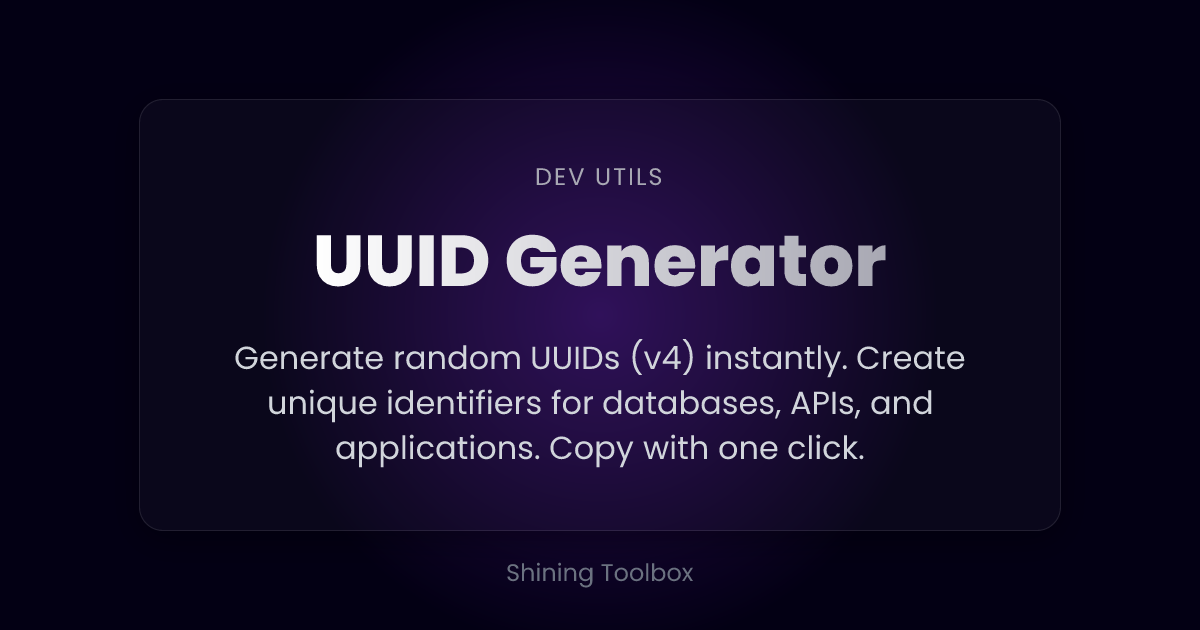 Unique ID Generator Online | Shining Toolbox