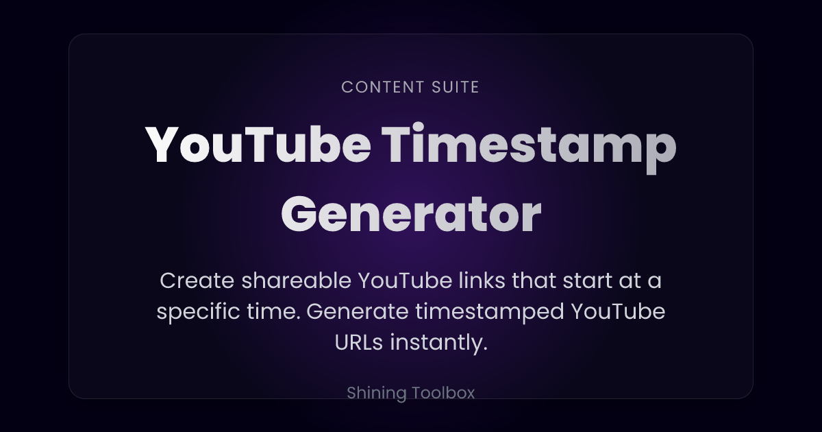 YouTube Embed with Timestamp | Shining Toolbox